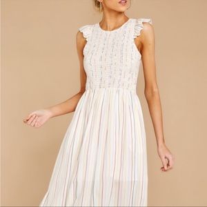 NWOT English factory rainbow striped midi dress